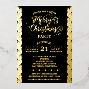 Invitation En Aluminium Fête de Noël élégante avec papier d'or