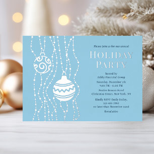 Invitation En Aluminium Fête de Noël Elégante Bleu Fête de Noël Entreprise