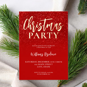 Invitation En Aluminium Fête de Noël élégante de vacances