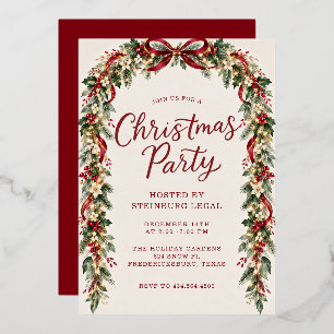Invitation En Aluminium Fête de Noël en aquarelle verte et or 