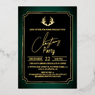 Invitation En Aluminium Fête de Noël Luxueuse Double Cadre Cerf