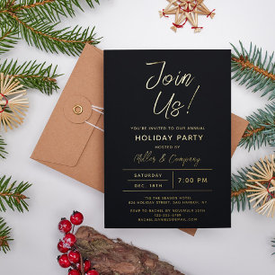 Invitation En Aluminium Fête de Noël Moderne Chic Entreprise