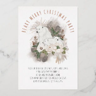 Invitation En Aluminium Fête de Noël très luxueuse avec ours polaires Bear