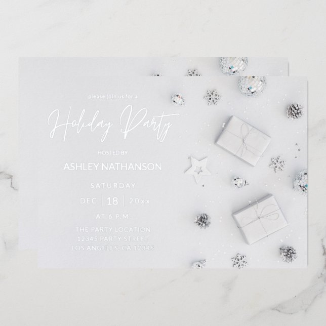 Invitation En Aluminium Fête de Noël White Pine (Recto/Verso)
