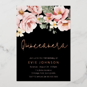 Invitation En Aluminium Fête de Quinceañera Rose Rose Gold