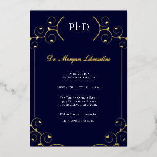 Invitation En Aluminium Fête de remise de diplôme de doctorat élégante or