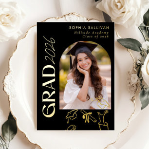 Invitation En Aluminium Fête de remise de diplômes classique moderne éléga