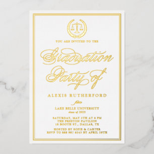 Invitation En Aluminium Fête de remise de diplômes de droit en écriture él