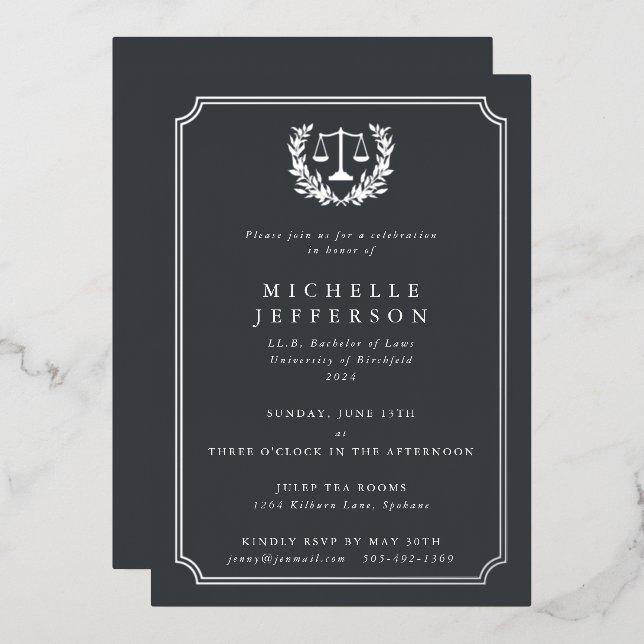Invitation En Aluminium Fête de remise des diplômes de la faculté de droit (Recto/Verso)