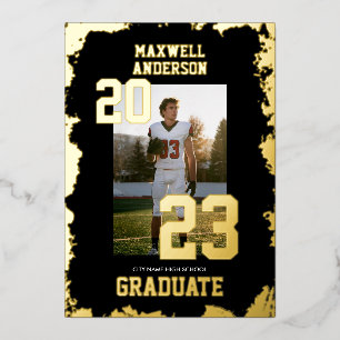 Invitation En Aluminium Fête de remise des diplômes de sport noir et or de