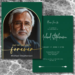 Invitation En Aluminium Fête de retraite minimaliste verte moderne