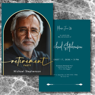 Invitation En Aluminium Fête de retraite moderne minimale sarcelle