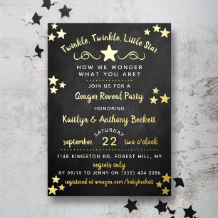 Invitation En Aluminium Fête de Révélation du Sexe de Twinkle Twinkle Litt