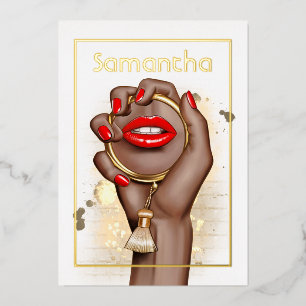 Invitation En Aluminium Fête de Spa Chic et Glamour Rouge et Or