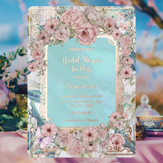 Invitation En Aluminium Fête de thé de baby shower de mariage aux pivoines