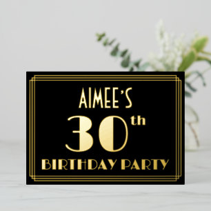 Invitation En Aluminium Fête des 30 ans : décoration Art Déco “30” avec no