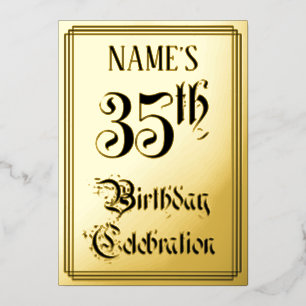Invitation En Aluminium Fête des 35 ans — Écriture élégante + nom personna