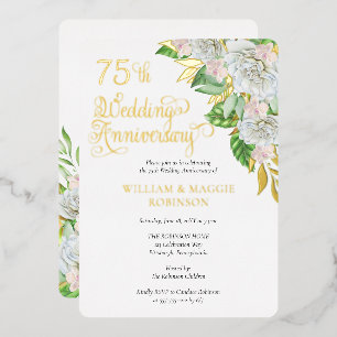 Invitation En Aluminium Fête des 75 ans de mariage de l'Orchidée Rose Blan