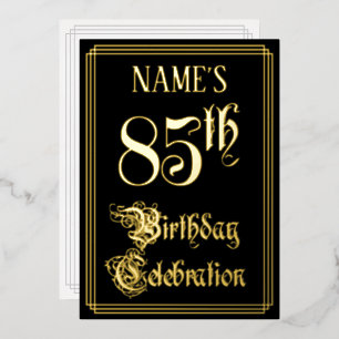 Invitation En Aluminium Fête des 85 ans — Écriture élégante et nom personn