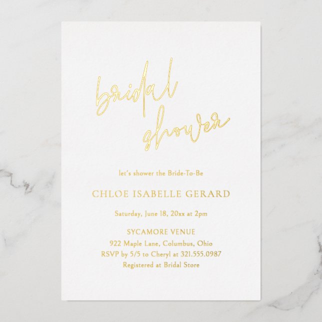 Invitation En Aluminium Fête des mariées classique élégante (Recto)