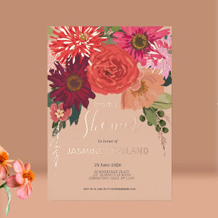 Invitation En Aluminium Fête des mariées de bouquet floral d'automne moder