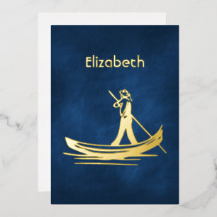 Invitation En Aluminium Fête des mariées de vin italien marine et or