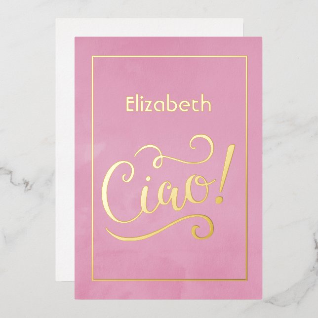 Invitation En Aluminium Fête des mariées de vin italien rose et or (Recto/Verso)