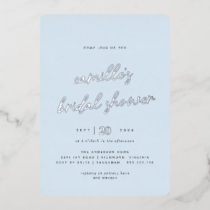 Invitation En Aluminium Fête des mariées Décontracté simple Bleu clair et 