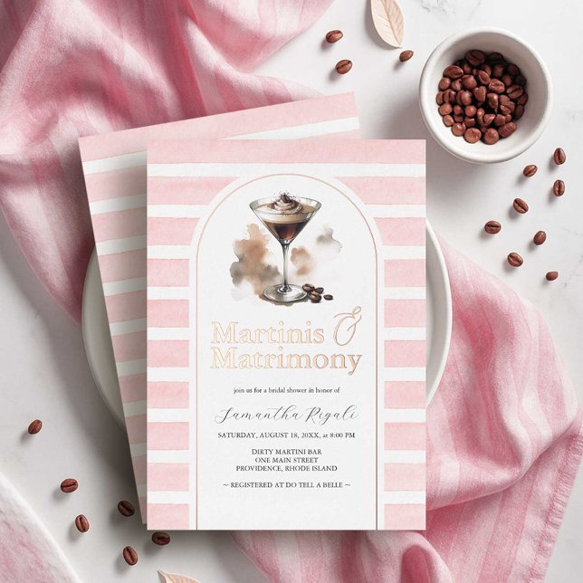 Invitation En Aluminium Fête des mariées d'Espresso Martini rose et Rose (pink love is brewing bridal shower invitations brown espresso martini rose gold on sale )