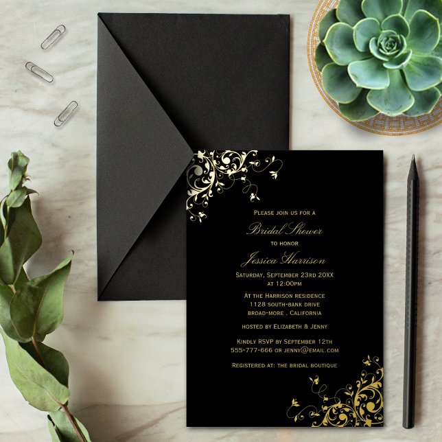 Invitation En Aluminium Fête des mariées Élégante des tourbillons Véritabl (Créateur téléchargé)