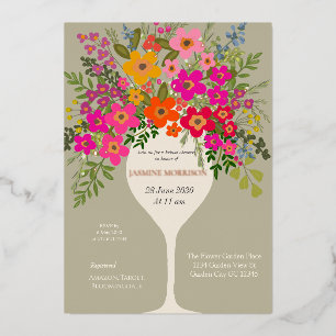 Invitation En Aluminium Fête des mariées en verre de Brunch Floral