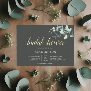 Invitation En Aluminium Fête des mariées Feuille Eucalyptus Vert