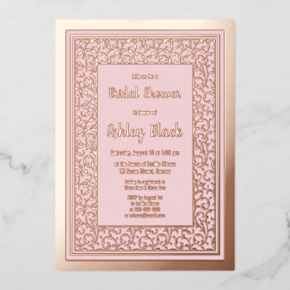 Invitation En Aluminium Fête des mariées florale à huile rose rose pâle