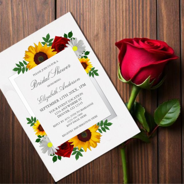 Invitation En Aluminium Fête des mariées florale traditionnelle (Créateur téléchargé)