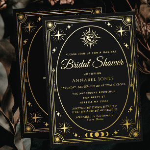 Invitation En Aluminium Fête des mariées Gold Celestie Black Tarot Card