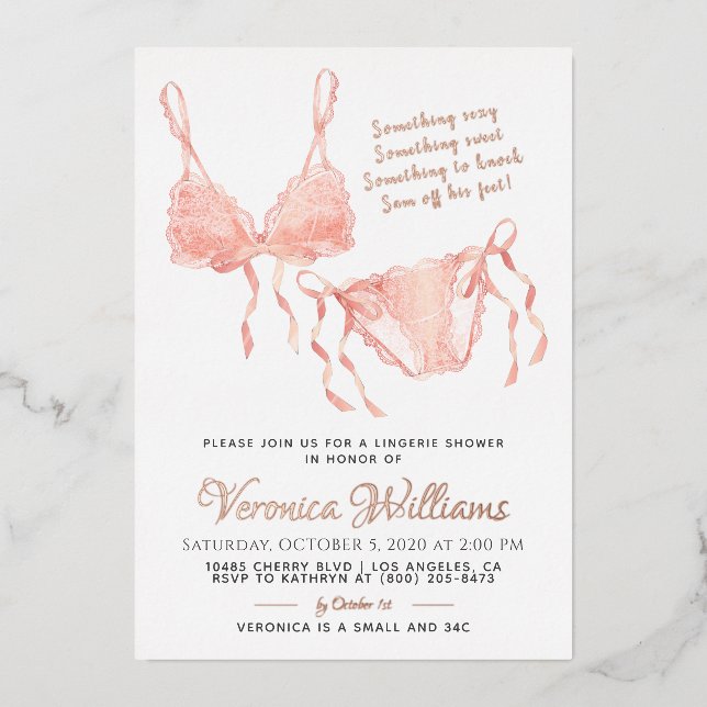 Invitation En Aluminium Fête des mariées Lingerie Blush (Recto)
