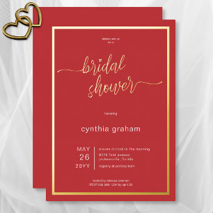 Invitation En Aluminium Fête des mariées minimale moderne rouge Crimson