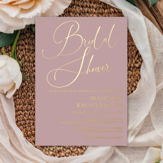 Invitation En Aluminium Fête des mariées minimaliste Mauve Dusty Rose Gold