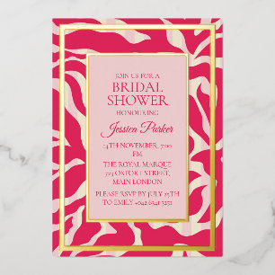 Invitation En Aluminium Fête des mariées minimaliste moderne rouge et rose