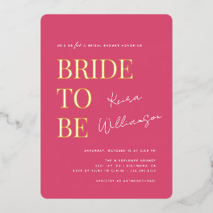 Invitation En Aluminium Fête des mariées moderne contemporaine Hot Pink &
