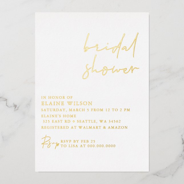 Invitation En Aluminium Fête des mariées moderne simple et élégante (Recto)