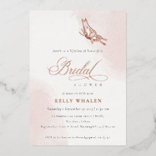 Invitation En Aluminium Fête des mariées papillon rose pâle