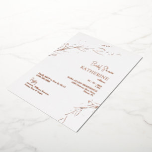 Invitation En Aluminium Fête des mariées rose Gold Foliage Rose Gold