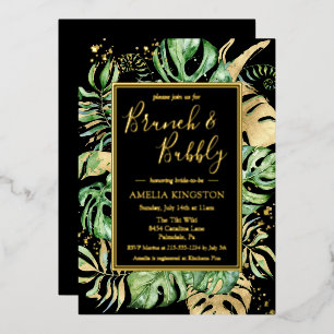 Invitation En Aluminium Fête des mariées Tropical Brunch Bubbly Black & Go