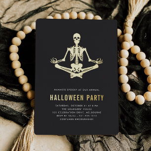 Invitation En Aluminium Fête d'Halloween au squelette doré