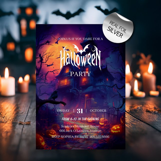 Invitation En Aluminium Fête d'Halloween dans une maison hantée (Créateur téléchargé)