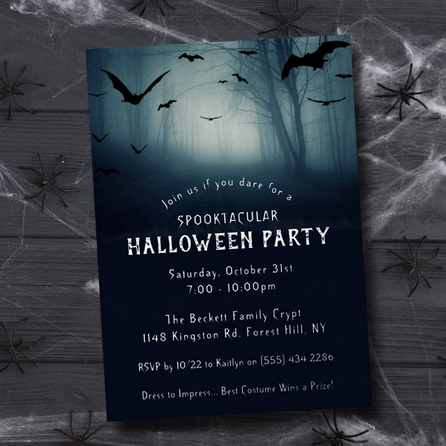 Invitation En Aluminium Fête d'Halloween de forêt hantée effrayante réelle (Créateur téléchargé)