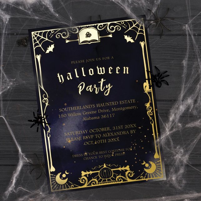 Invitation En Aluminium Fête d'Halloween de l'Esprit Élégant et Effrayant  (Spooky Elegant Spirit Halloween Party Tarot Card)