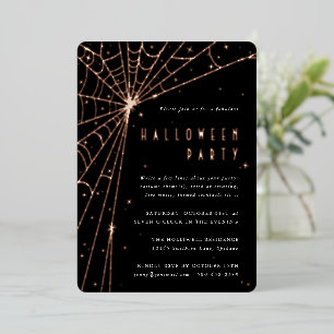 Invitation En Aluminium Fête d'Halloween élégante Toile d'Araignée Noire