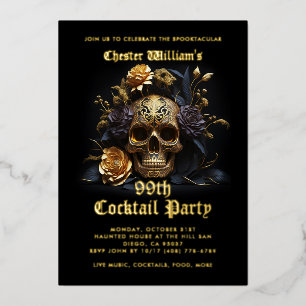 Invitation En Aluminium Fête d'Halloween moderne pour adultes Rose Crâne N